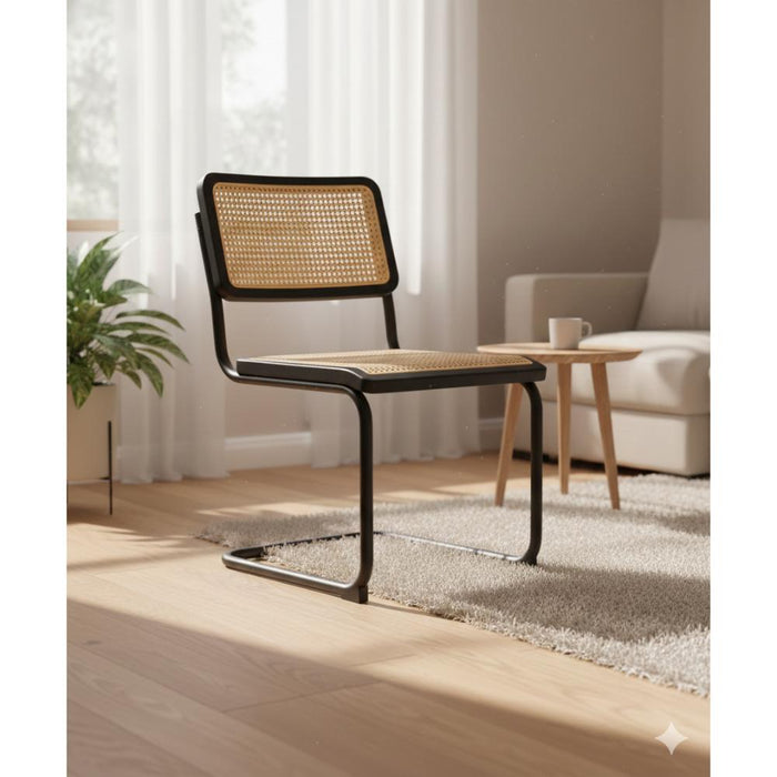 Silla Vintage, Negro y Beige, Con Espaldar Transpirable y Diseño Retro