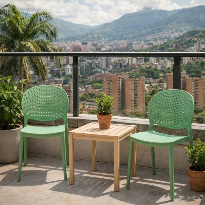 Silla Florida, Color Verde, con Espaldar y Diseño Moderno