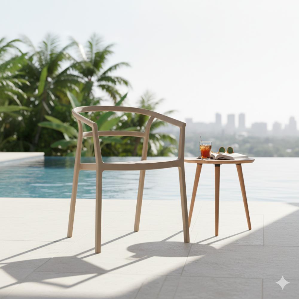 Silla Porto, Taupe, Con espaldar minimalista y diseño Moderno