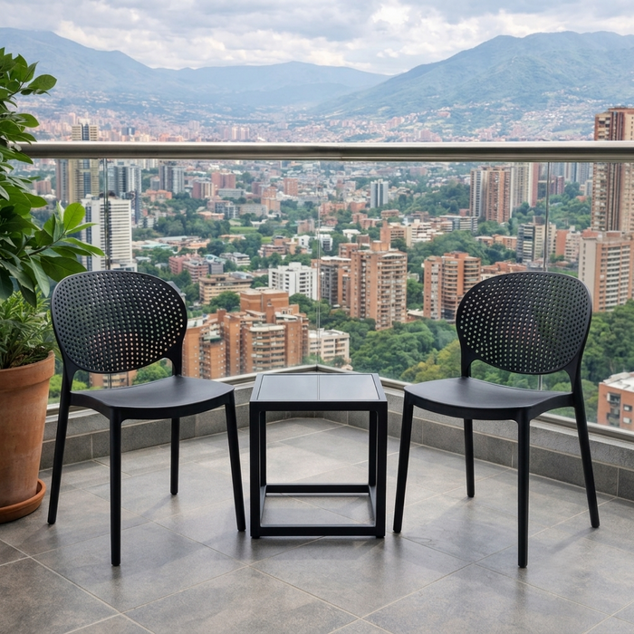 Silla Florida, Color Negro, con Espaldar y Diseño Moderno