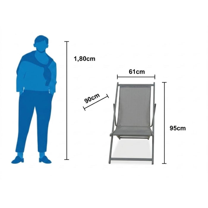 Silla Plegable Reclinable Kenya, Gris Oscuro, con Tres Posiciones