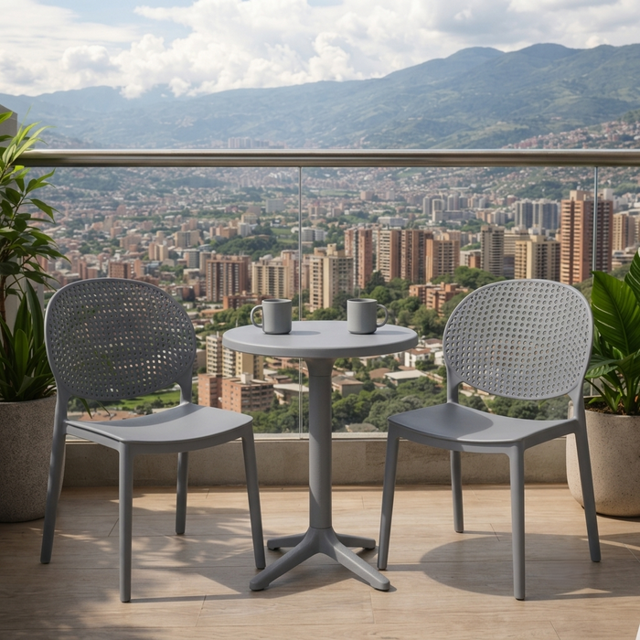 Silla Florida, Color Gris Oscuro, con Espaldar y Diseño Moderno