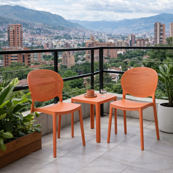 Silla Florida, Color Terracota, con Espaldar y Diseño Moderno