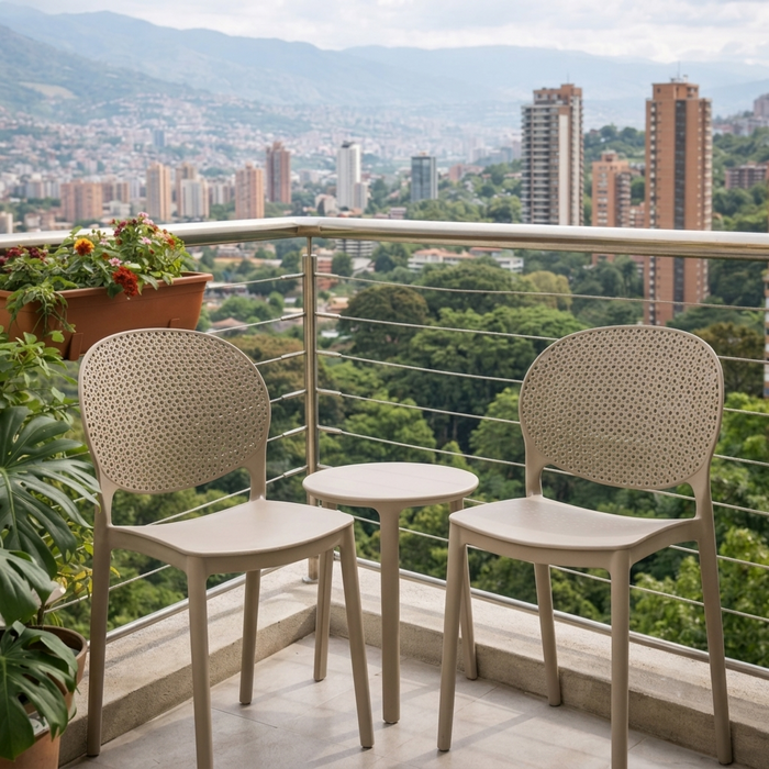 Silla Florida, Color Taupé, con Espaldar y Diseño Moderno