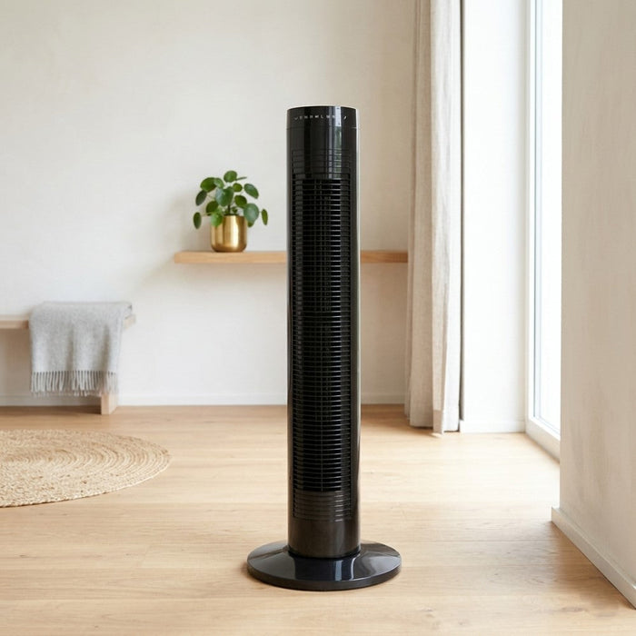 Ventilador de Torre Apex 32, Negro, con Temporizador Incluye Control Remoto