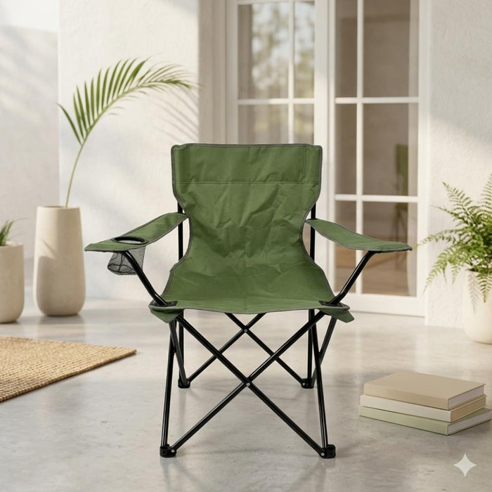 Silla Plegable Camping Tanzania, Verde, con Portavasos