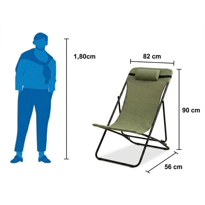 Silla Plegable Reclinable Zambia, Gris Oscuro, con Tres Posiciones