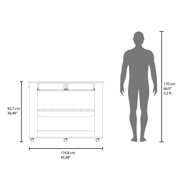 Barra de Cocina Cala, Blanco y Wengue, Con amplia superficie en la mesa ZF