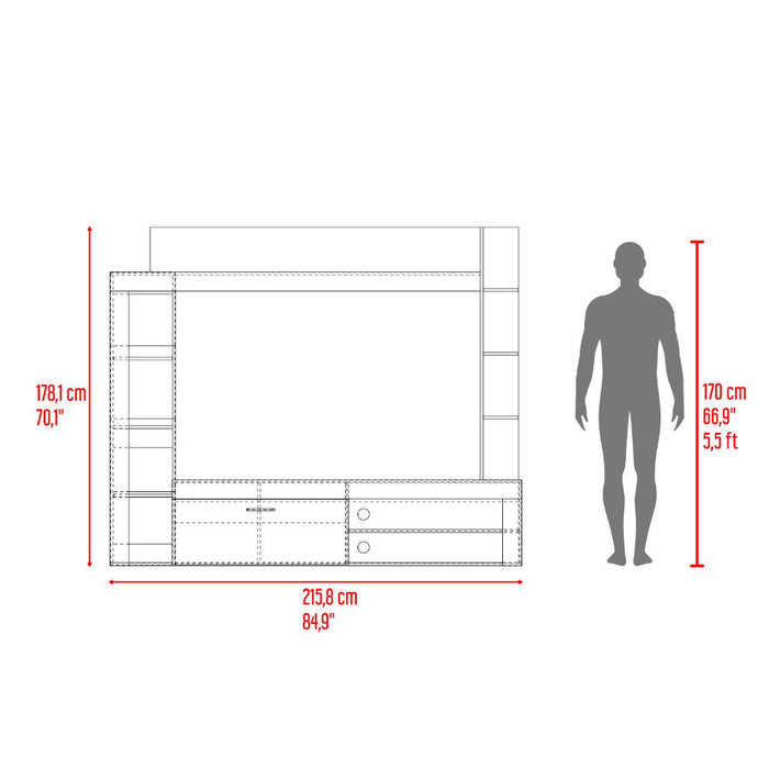 Centro de Entretenimiento Sensi, Fresno Europeo y Wengue, tiene capacidad para tv hasta de 75"