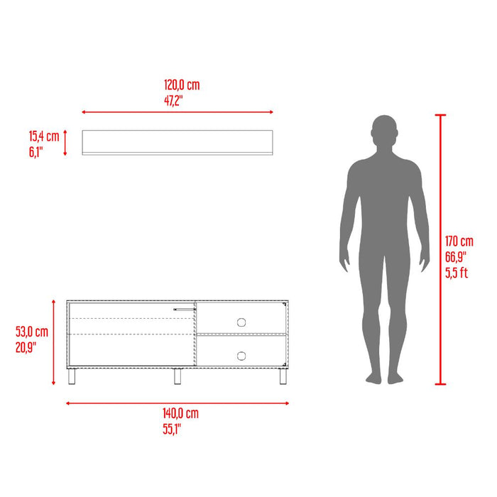 Mesa Para Tv Bryce, Blanco Duqueza y Fresno Europeo, Para Televisor Hasta 60 Pulgadas