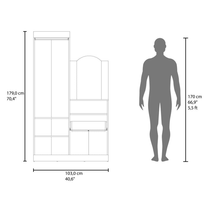 Closet Tocador Praga, Fresno Europeo, con diseño moderno incluye Espejo