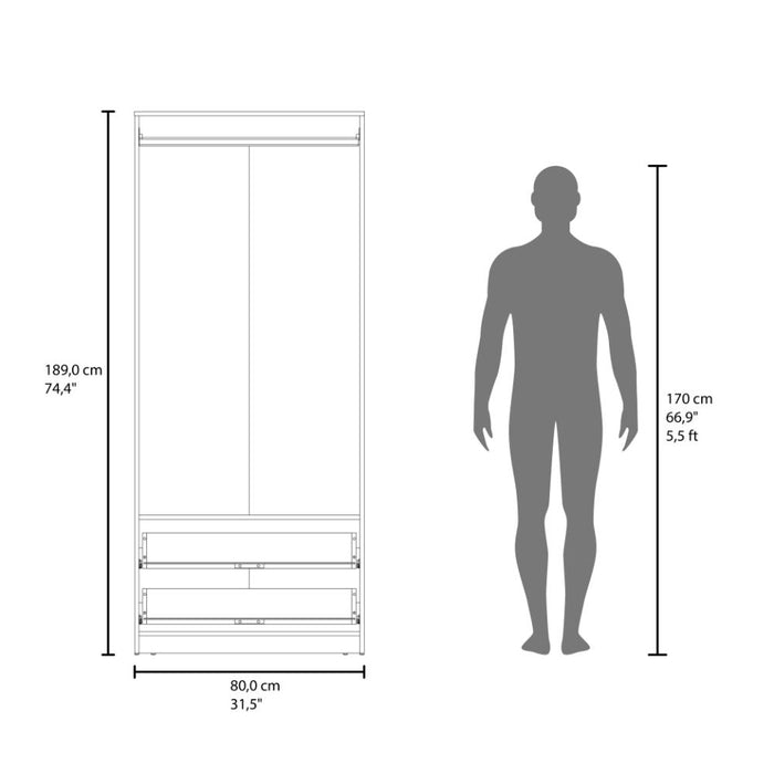 Closet Wend, Wengue, Con Dos Cajones y dos Puertas Batientes ZF