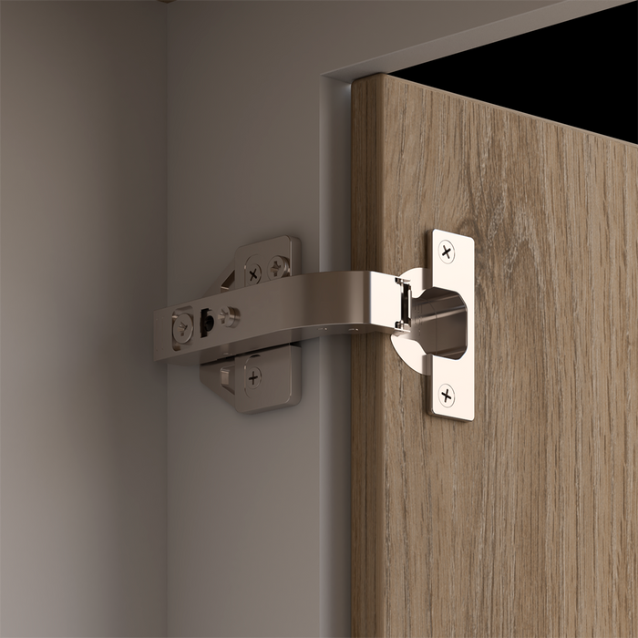 Bisagra de cazoleta para mueble esquinera de 90° cierre lento clip on de montaje fácil