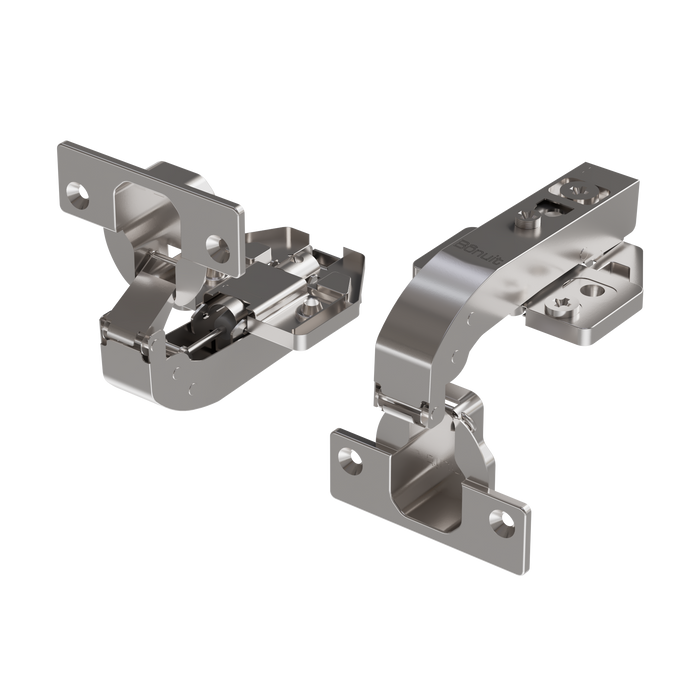 Bisagra de cazoleta para mueble esquinera de 90° cierre lento clip on de montaje fácil