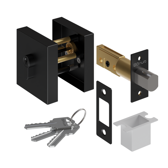Cerrojo premium puerta principal escudo cuadrado llave-mariposa