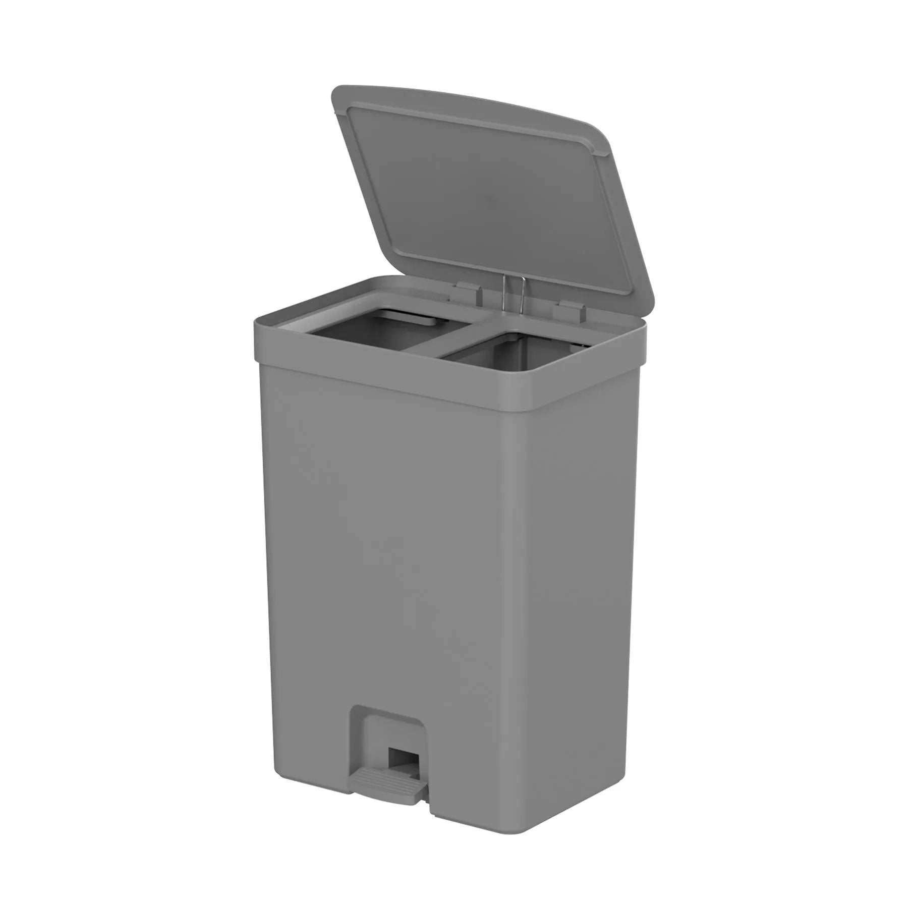 Basurero con pedal doble compartimiento trium 30 litros color plomo