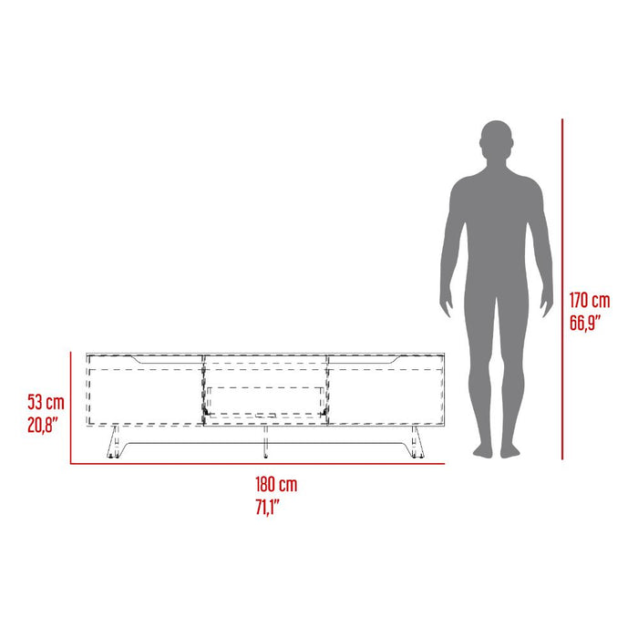 Mesa Para Tv Toulo, Blanco y Fresno, con espacio para TV de 80"