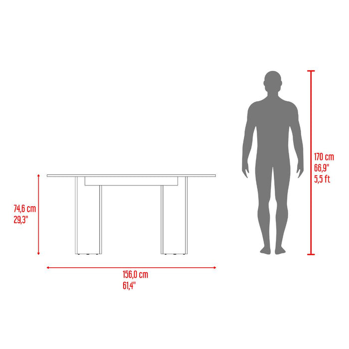 Mesa Para Comedor Ted, Fresno Europeo, Con amplia superficie, no incluye sillas