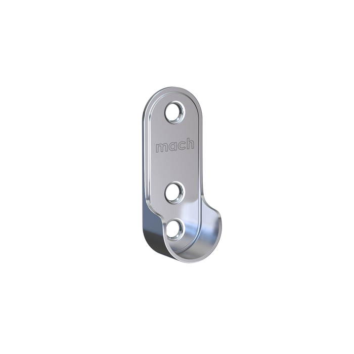 Soporte tubo ovalado económico en acero 30 x 15 mm cromado