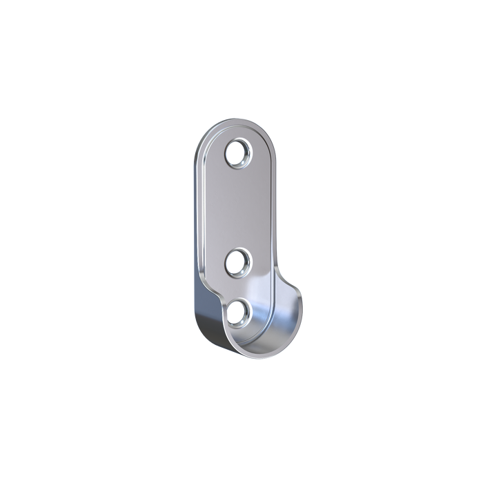 Soporte tubo ovalado económico en acero 30 x 15 mm cromado