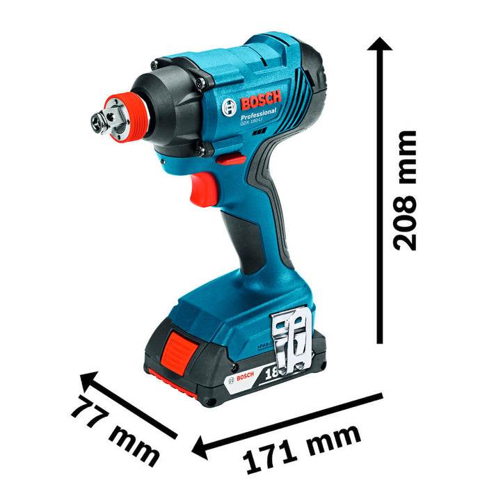 Llave de impacto 1/4" y 1/2" 18V  180Nm 2 bat  GDX 180-LI Bosch