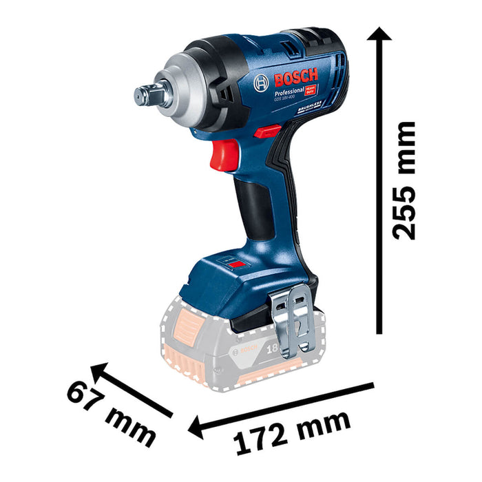 Llave de impacto 1/2" 18V  400Nm 2 bat GDS 18V-400 Bosch