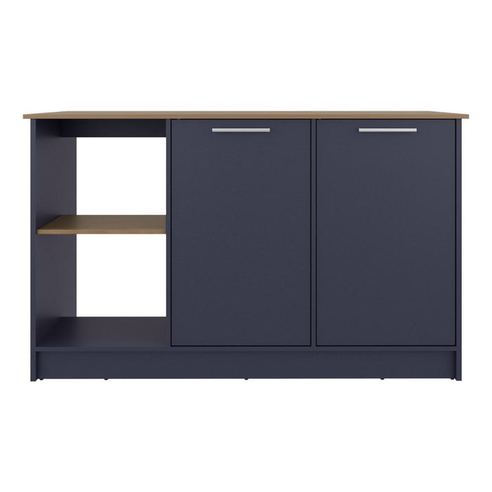 Barra de Cocina Samara, Azul y Fresno Kronos, con Dos Puertas y Entrepaños