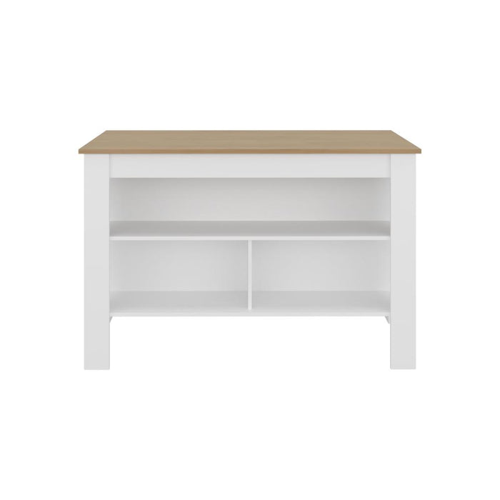 Barra de Cocina Cala, Kronos Blanco y Kronos Fresno, Con amplia superficie en la mesa ZF