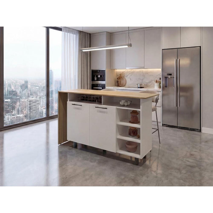 Barra de Cocina Corsia, Kronos Blanco y Kronos Fresno, con Dos Puertas Abatibles  ZF