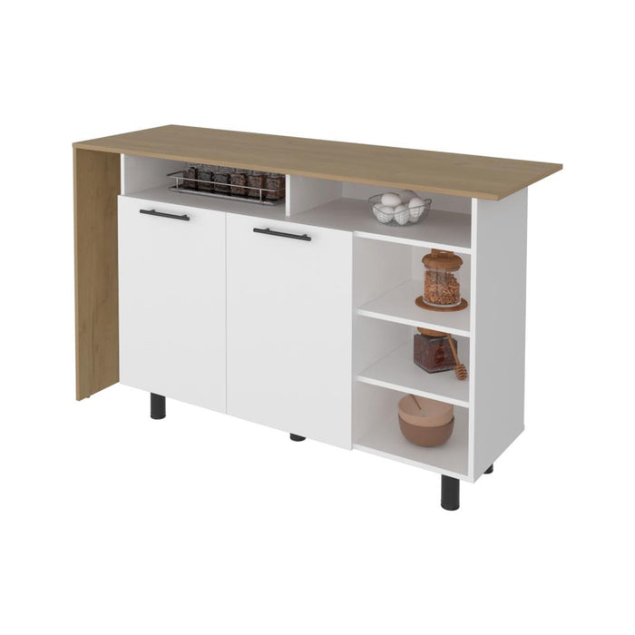 Barra de Cocina Corsia, Kronos Blanco y Kronos Fresno, con Dos Puertas Abatibles  ZF