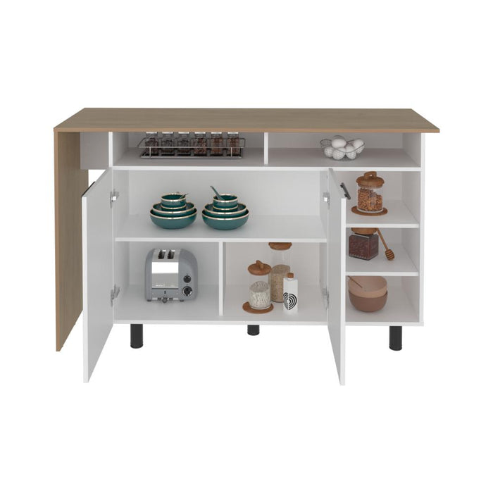 Barra de Cocina Corsia, Kronos Blanco y Kronos Fresno, con Dos Puertas Abatibles  ZF