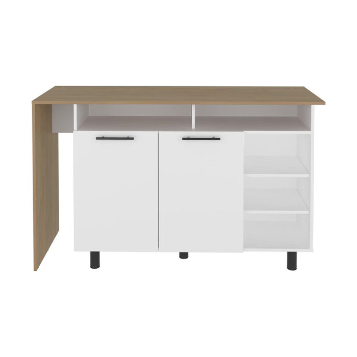 Barra de Cocina Corsia, Kronos Blanco y Kronos Fresno, con Dos Puertas Abatibles  ZF