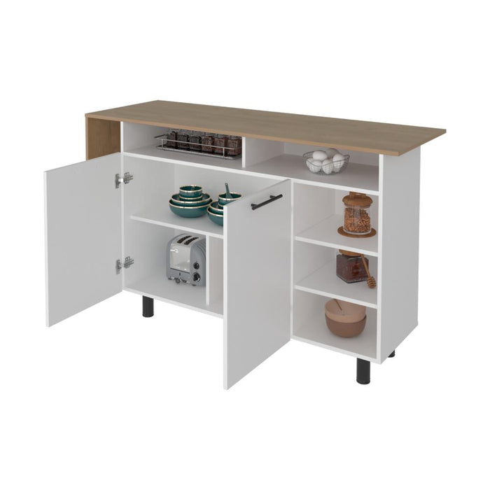 Barra de Cocina Corsia, Kronos Blanco y Kronos Fresno, con Dos Puertas Abatibles  ZF