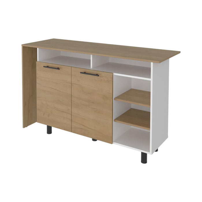 Barra de Cocina Corsia, Kronos Fresno y Kronos Blanco, con Dos Puertas Abatibles  ZF