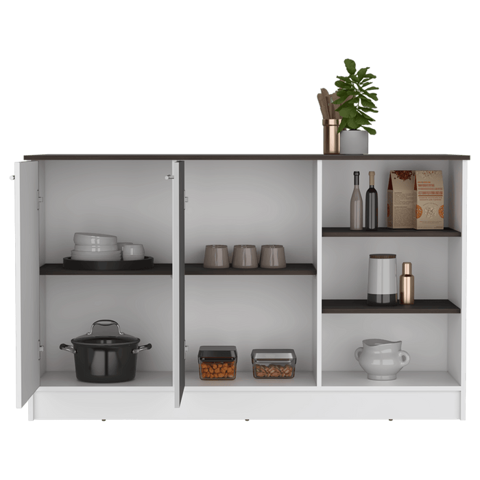 Barra de Cocina Ginger, Blanco y Milan, contiene tres entrepaños para guardar objetos de cocina