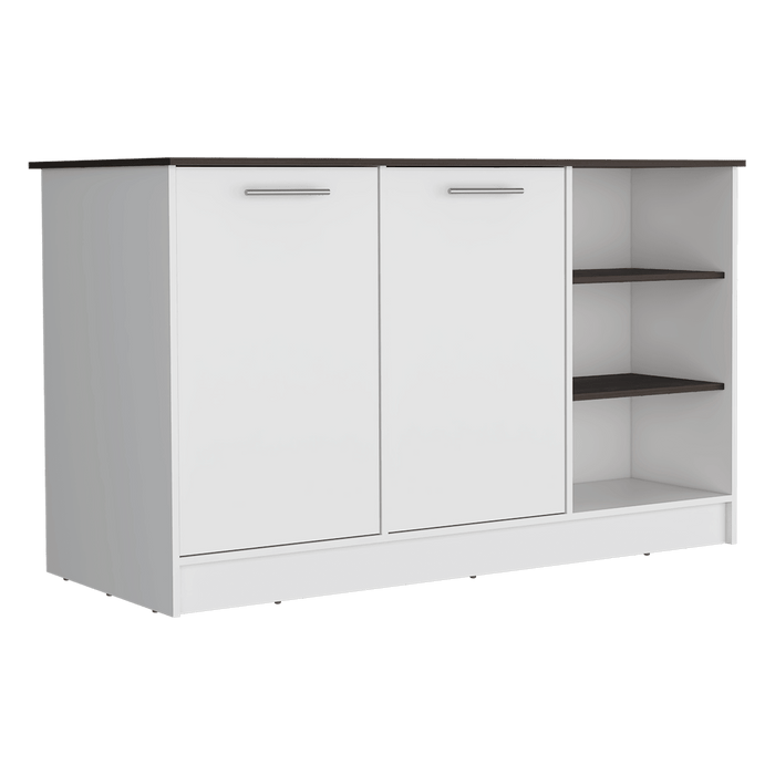 Barra de Cocina Ginger, Blanco y Milan, contiene tres entrepaños para guardar objetos de cocina