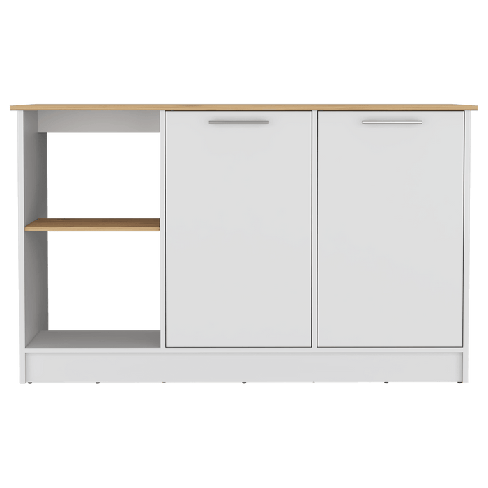 Barra de Cocina Samara, Blanco y Macadamia, con Tres Entrepaños