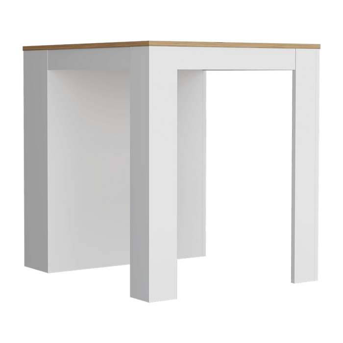 Barra de Cocina Mayer, Blanco y Macadamia, con tres entrepaños para ubicar vasos y frascos