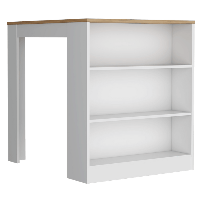 Barra de Cocina Mayer, Blanco y Macadamia, con tres entrepaños para ubicar vasos y frascos