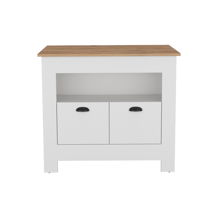 Barra de Cocina Arlet, Blanco y Macadamia, con amplios espacios de almacenamiento