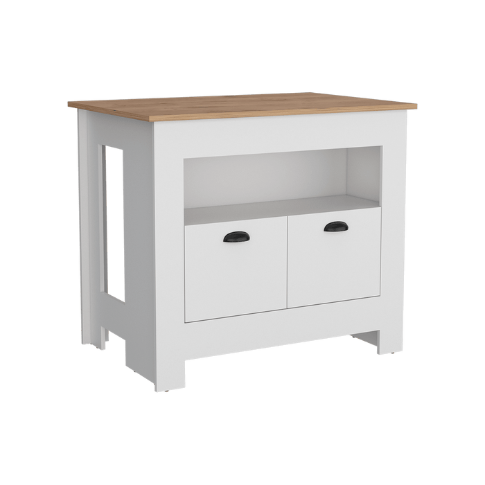 Barra de Cocina Arlet, Blanco y Macadamia, con amplios espacios de almacenamiento