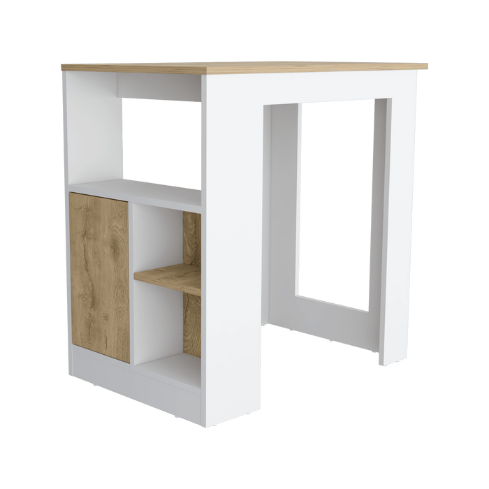 Barra de Cocina Cala, Blanco Duqueza y Macadamia, con Un Cajon y Entrepaños ZF