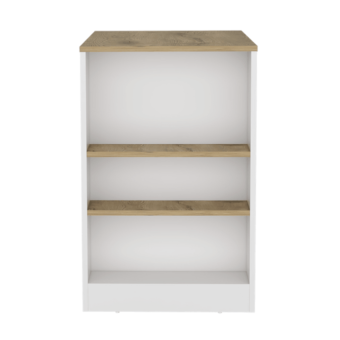 Barra de Cocina Victory, Blanco Nevado y Macadamia, con Tres Entrepaños ZF