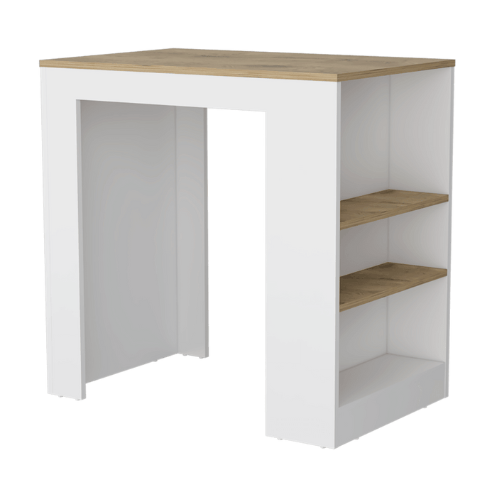 Barra de Cocina Victory, Blanco Nevado y Macadamia, con Tres Entrepaños ZF