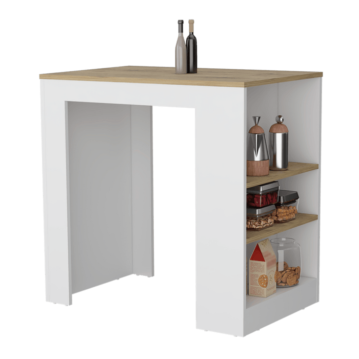 Barra de Cocina Victory, Blanco Nevado y Macadamia, con Tres Entrepaños ZF