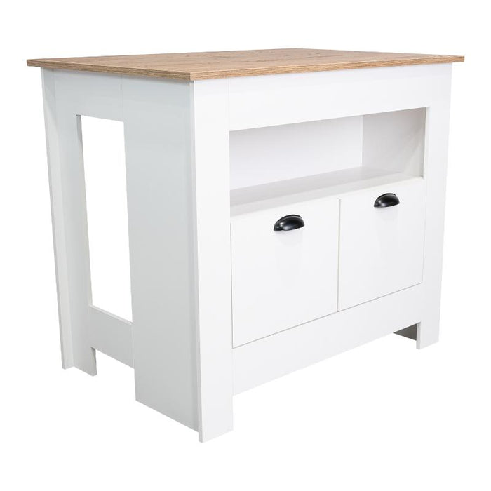 Barra de Cocina Arlet, Blanco y Macadamia, con amplios espacios de almacenamiento ZF