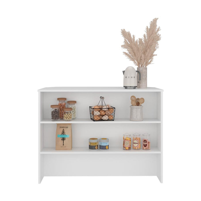 Barra de Cocina Diamante, Kronos Blanco con Entrepaños ZF