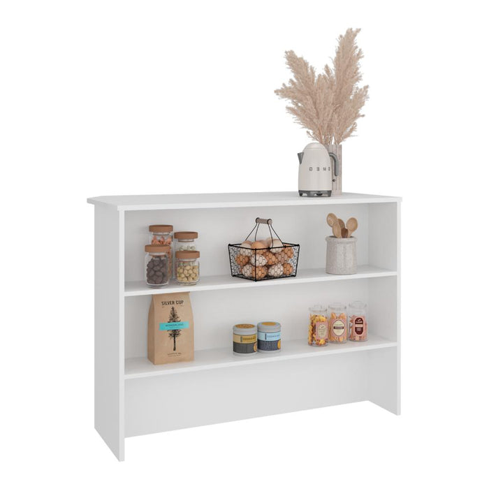Barra de Cocina Diamante, Kronos Blanco con Entrepaños ZF