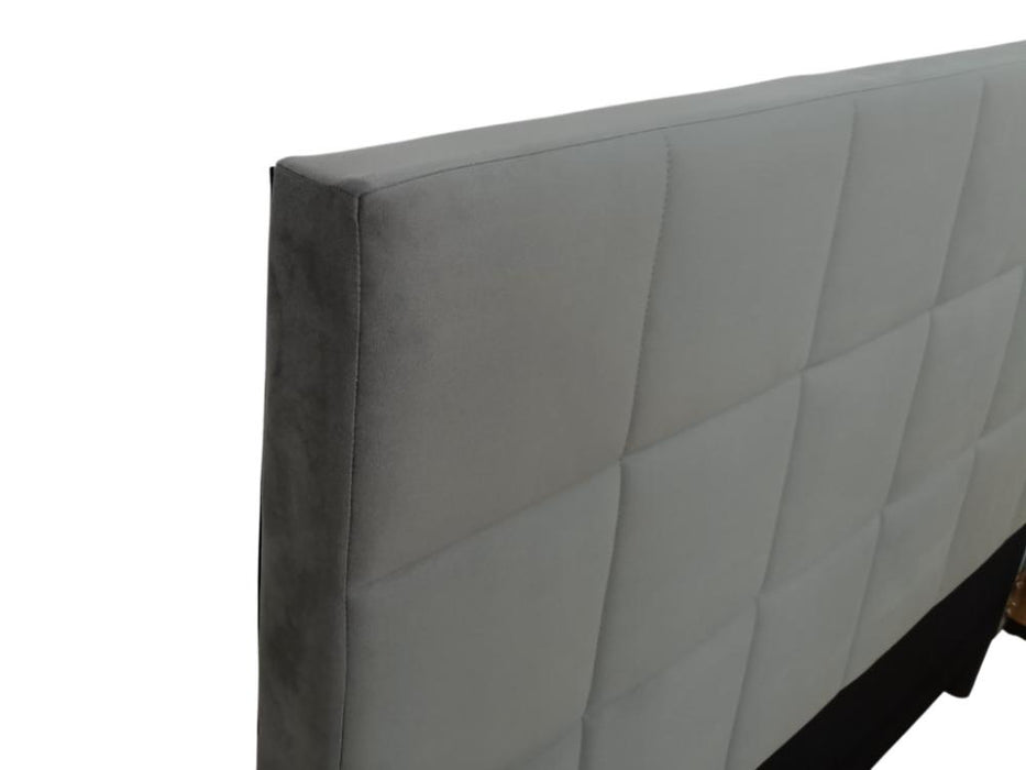 Cama Doble Vertex, Gris Oscuro, Madera roble tapizada