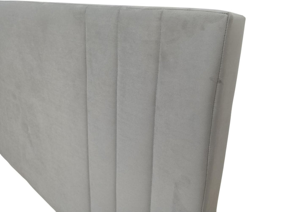 Cama Doble Majestic, Gris Claro, Madera roble tapizada